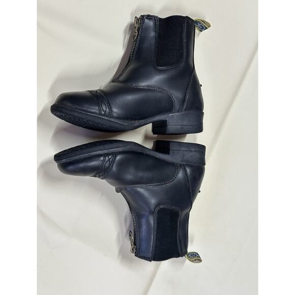 Moretta Clio Paddock Boots Kids Size 2 Leather Equestrian Riding Black Boots